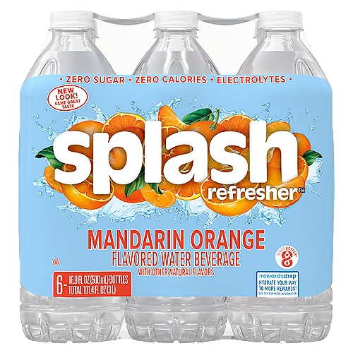 Splash Blast, Mandarin Orange Flavor Water Beverage, 16.9 FL OZ Plastic Bottles (6 Count)
Break free from boring with Splash Blast, a delicious range of fun, fruit-flavored water beverages for people who don't want to settle for boring. It is time to enjoy bold flavor options now with electrolytes, like Splash Blast Mandarin Orange! A sweet sip of citrusy sunshine that leaves your taste buds glowing, come rain or shine. And because it has zero calories & zero sugar, it's a guilt free refreshment option, making it the smart alternative to sugary or high-calorie drinks. So, say hello to deliciously fruity, guilt-free flavor. Grab a pack of your new favorite flavored water beverage and break free from boring with Splash Blast Mandarin Orange flavor. Your body and taste buds will thank you. Available in a range of sizes to help with flavorful hydration throughout the day.