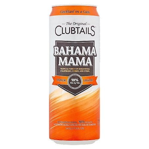 The Original Clubtails Cocktail in a Can: Bahama Mama, 24 oz
Malt Beverage with Natural Flavors, Certified Colors and Caramel Color