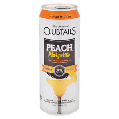 The Original Clubtails Cocktail in a Can: Peach Margarita, 24 oz