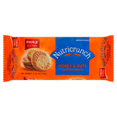 Parle Platina Nutricrunch Honey & Oats Digestive Cookies, 3.52 oz