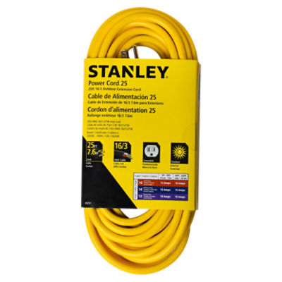 Stanley Power Cord 25 Yellow 25ft 16/3 Outdoor Extension Cord
