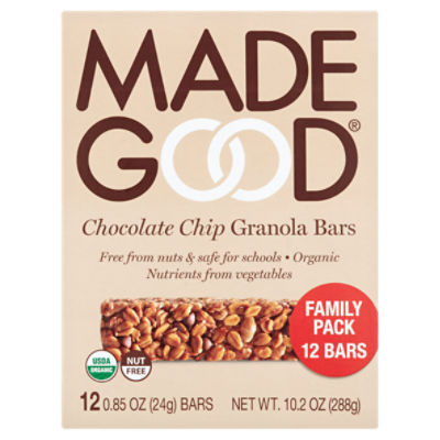 MadeGood Chocolate Chip Granola Bars Family Pack, 0.85 oz, 12 count