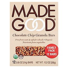 MadeGood Chocolate Chip Granola Bars Family Pack, 0.85 oz, 12 count