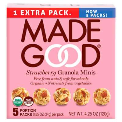 Made Good Strawberry Granola Minis, 0.85 oz, 5 count, 4.25 Ounce
