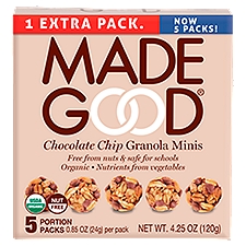 Made Good Chocolate Chip Granola Minis, 0.85 oz, 5 count, 4.25 Ounce