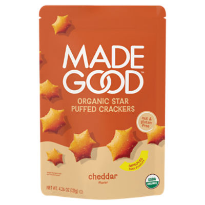 MadeGood Cheddar Flavor Organic Star Puffed Crackers, 4.26 oz