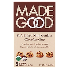 MadeGood Chocolate Chip Soft Baked Mini Cookies, 0.85 oz, 5 count, 0.85 Ounce