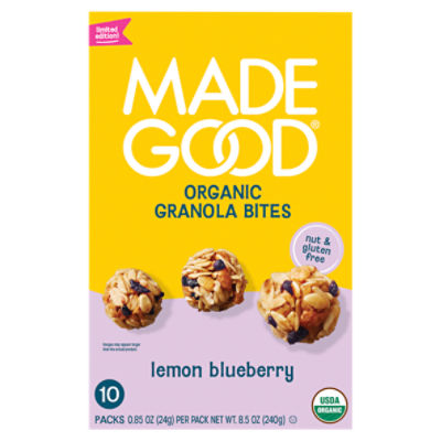 MadeGood Organic Lemon Blueberry Granola Bites Limited Edition!, 0.85 oz, 10 count