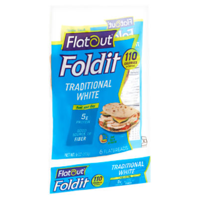 Flatout Foldit Traditional White Flatbreads, 6 count, 9 oz