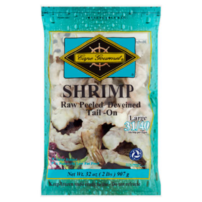 Cape Gourmet Raw Peeled Deveined Tail -On Large Shrimp, 32 oz