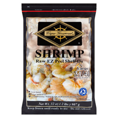 Cape Gourmet Raw EZ Peel Shell-On Large Shrimp, 32 oz