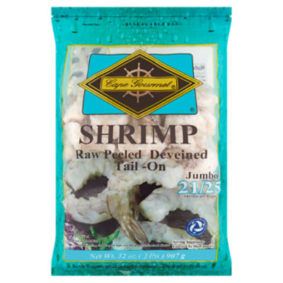 Cape Gourmet Jumbo Raw Peeled Deveined Tail -On Shrimp, 32 oz