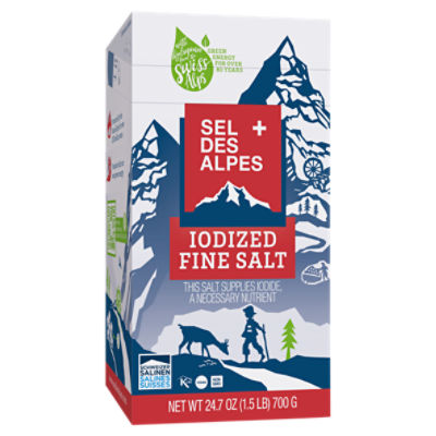Sel Des Alpes Iodized Fine Salt, 24.7 oz