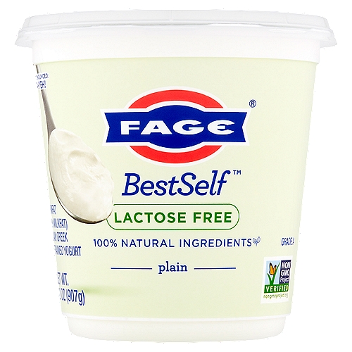 Fage BestSelf Lactose Free Lowfat (2% Milkfat) Plain Greek Strained Yogurt, 32 oz