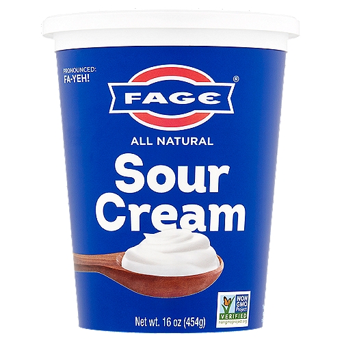 Fage All Natural Sour Cream, 16 oz
Made with milk from cows that have been fed non-GMO feed and have not been given growth hormone.*
*The FDA has said no significant difference has been shown, and no test can now distinguish, between milk derived from rBGH treated and untreated cows.