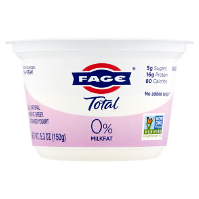 Fage Total 0% Milkfat All Natural Nonfat Greek Strained Yogurt, 5.3 oz