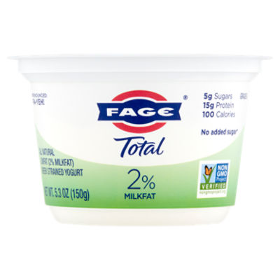 Fage Total 2% Milkfat All Natural Lowfat Greek Strained Yogurt, 5.3 oz, 5.3 Ounce