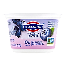 Fage Total 0% Milkfat Blended Blueberry Nonfat Greek Strained Yogurt, 5.3 oz