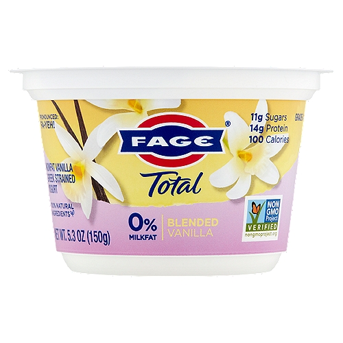 Fage Total 0% Milkfat Blended Vanilla Nonfat Greek Strained Yogurt, 5.3 oz