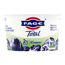 Fage Total 2% Milkfat with Blueberry All Natural Lowfat Greek Strained Yogurt, 5.3 oz, 5.3 Ounce