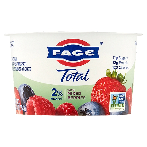 Fage Total 2% Milkfat with Mixed Berries All Natural Lowfat Greek Strained Yogurt, 5.3 oz
Milk produced without the use of rBST.
The FDA has said no significant difference has been shown, and no test can now distinguish, between milk derived from rBST treated and untreated cows.