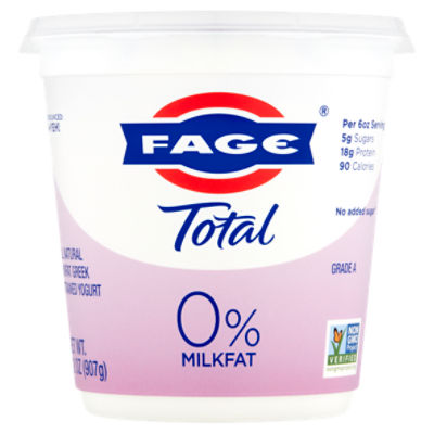 Fage Fage Total 0% Milkfat All Natural Nonfat Greek Strained Yogurt, 32 oz, 32 Ounce 