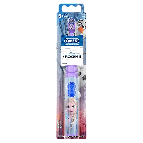 Oral-B Disney Frozen II Kids Soft Battery Toothbrush, 3+ Yrs
The Oral-B Kid's Battery Powered Toothbrush featuring Disney's Frozen is the perfect battery powered toothbrush for your own little Elsa. As their oral health evolves and they lose their baby teeth, it is important that they continue to get effective cavity protection for their growing permanent teeth. This toothbrush features the added benefit of battery power to help them get the most out of their brushing routine. Best of all, this battery powered toothbrush is compatible with the interactive Disney MagicTimer App by Oral-B to help your kids brush for a dentist-recommended 2 minutes. Oral-B is the #1 dentist-recommended toothbrush brand worldwide. Characters may vary.