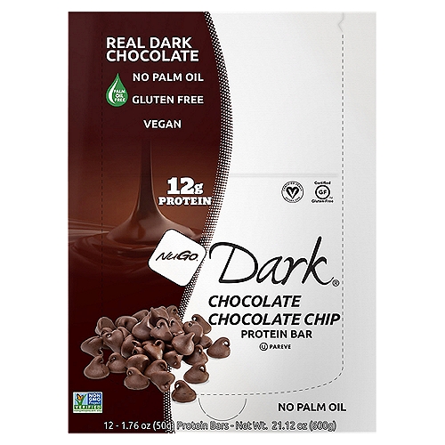 NuGo Dark Chocolate Chocolate Chip Protein Bars, 1.76 oz, 12 count