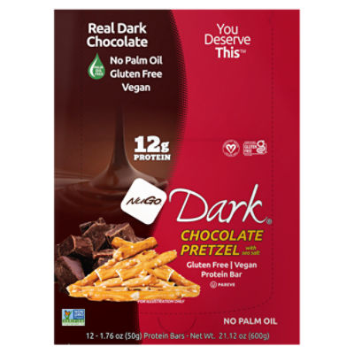 Nugo Dark Chocolate Pretzel with Sea Salt Protein Bar, 1.76 oz, 12 count