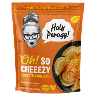 Holy Perogy! Oh! So Cheezy with Potato & Cheddar Perogies, 16 oz
