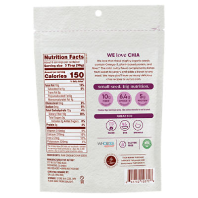 Nutiva Organic Chia Seeds, 6 oz