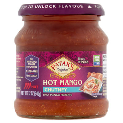 Patak's Original Hot Mango Chutney, 12 oz, 12 Ounce