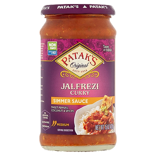 Patak's Original Jalfrezi Curry Simmer Sauce, 15 oz
Sweet Peppers, Coconut & Spices