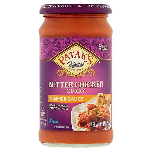 Patak's Original Butter Chicken Curry Simmer Sauce, 15 oz
Smoked Paprika, Tomato & Spices