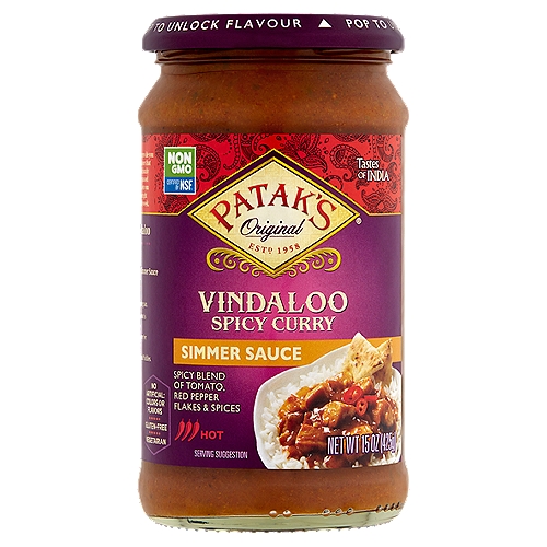 Patak's Original Vindaloo Spicy Curry Simmer Sauce, 15 oz