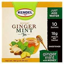 Kendel Instant Ginger Mint with Honey Tea, 0.63 oz, 10 count
