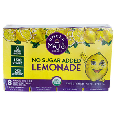 Uncle Matt's Organic No Sugar Added Lemonade, 6.75 fl oz, 8 count