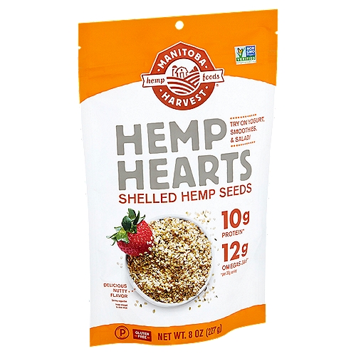 Manitoba Harvest Hemp Foods Hemp Hearts Shelled Hemp Seeds, 8 oz
Hemp Makes it Super
10 Gram of Protein*
12 Gram Omegas 3 & 6*
*per 30g serving