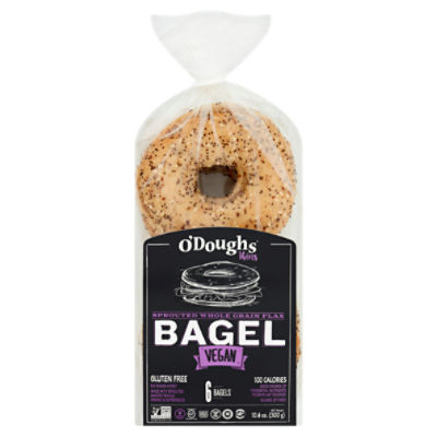 O'Doughs Thins Sprouted Whole Grain Flax Vegan Bagel, 6 count, 10.6 oz