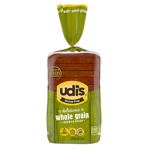 Udi's Gluten Free Delicious Multigrain Sandwich Bread, 12 oz
Simply Delicious.
Welcome to our best bread ever. Softer texture and incredible taste, so good you won't believe it's gluten free. Dig in to Udi's Delicious Soft White and Udi's Delicious Multigrain breads. Who knew gluten free bread could be so satisfying?