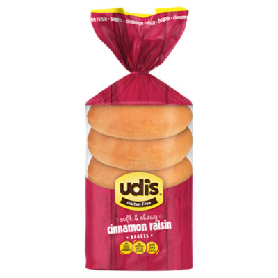 Udi's Gluten Free Soft & Chewy Cinnamon Raisin Bagels, 5 count, 13.9 oz