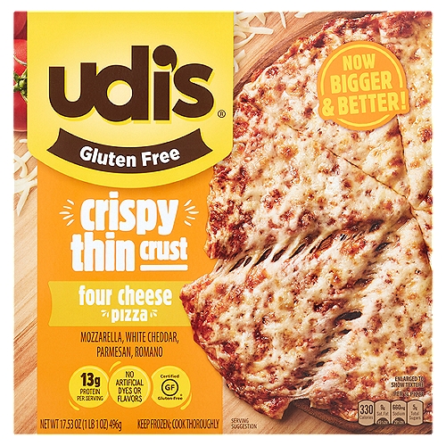 Udi's Gluten Free Crispy Thin Crust Four Cheese Pizza, 17.53 oz