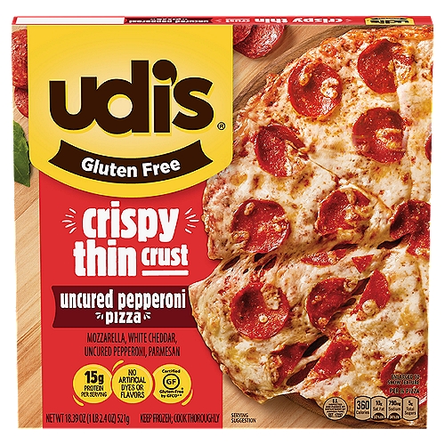 Udi's Gluten Free Crispy Thin Crust Uncured Pepperoni Pizza, 18.39 oz