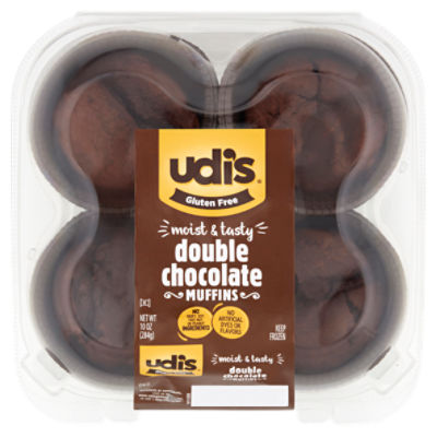Udi's Gluten Free Double Chocolate Muffins, 10 oz