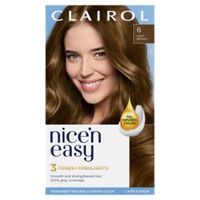 Clairol Nice'n Easy 6 Light Brown Permanent Hair Color, 1 application