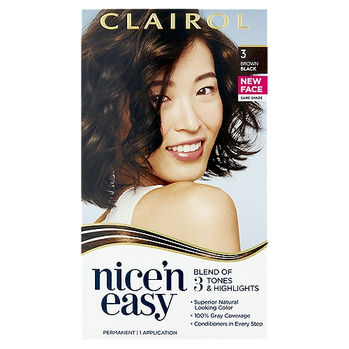 Clairol Nice'n Easy 3 Brown Black Permanent Haircolor, 1 application