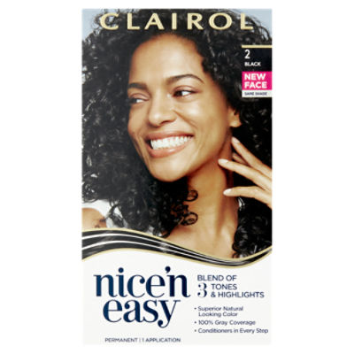 Clairol Nice'n Easy 2 Black Permanent Haircolor, 1 application