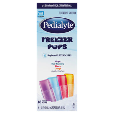 Pedialyte Freezer Pops Electrolyte Solution, 2.1 fl oz, 16 count