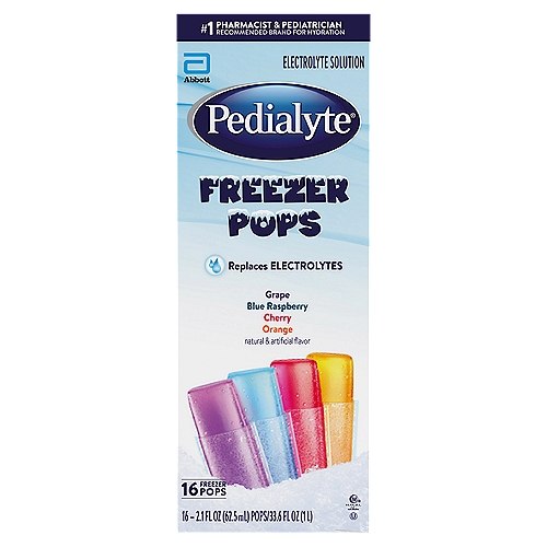 Pedialyte Freezer Pops Electrolyte Solution, 2.1 fl oz, 16 count