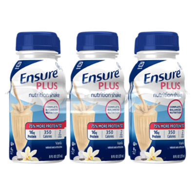 Abbott Ensure Plus Vanilla Nutrition Shake, 8 fl oz, 48 Fluid ounce